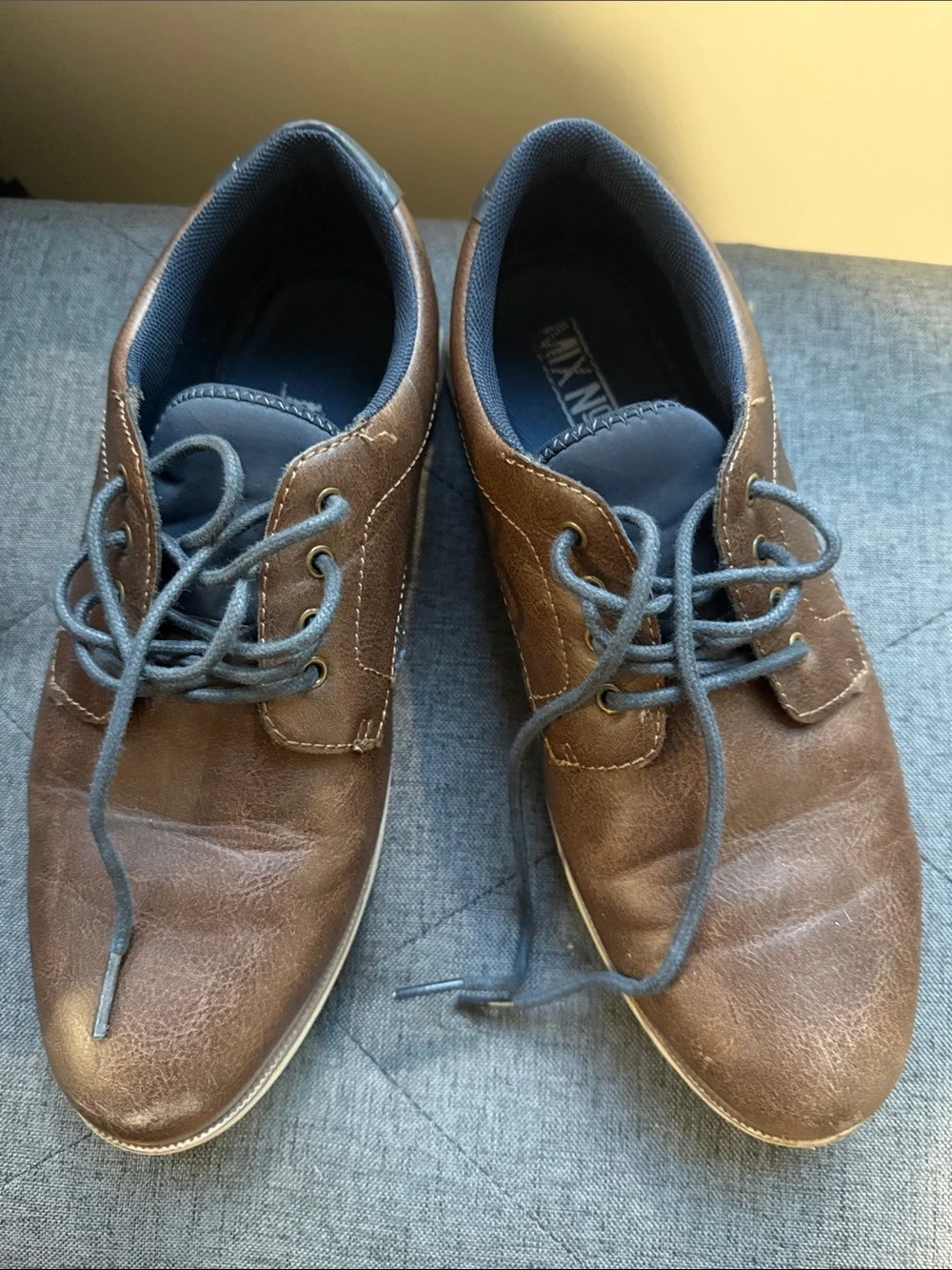 Mix No. 6 Brown Leather Lace-Up Oxfords with Navy Accents